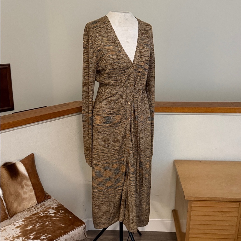 BCBGMaxAzria Shimmering Gold Knit dress
